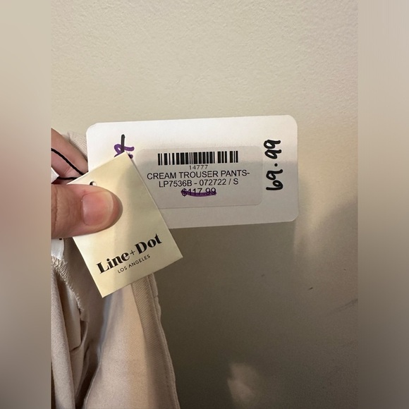 Line And Dot NWT Leslie Trouser Pleated Pant In Ecru Cream Small Business Causal - Picture 4 of 10